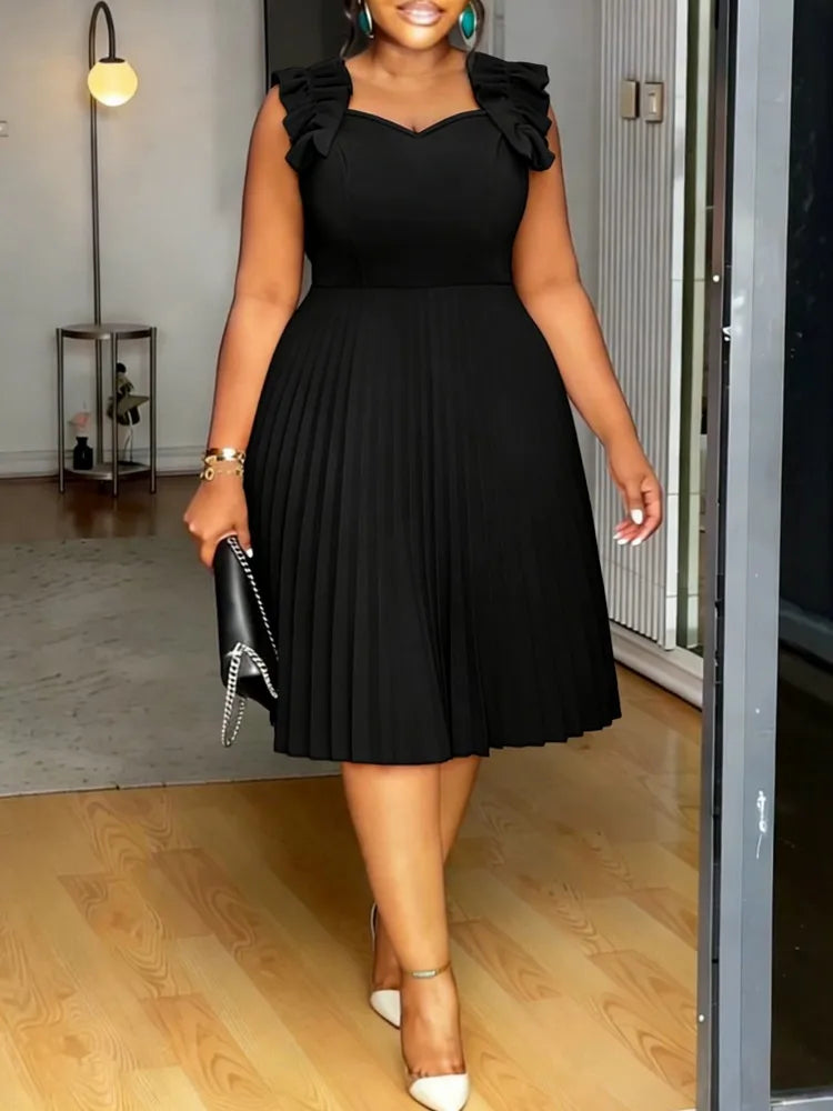 L-4XL Plus Size Clothes Dresses Women Robes Summer Sleeveless Street Style Casual 3XL 4XL Big Size Midi Dress Oversized