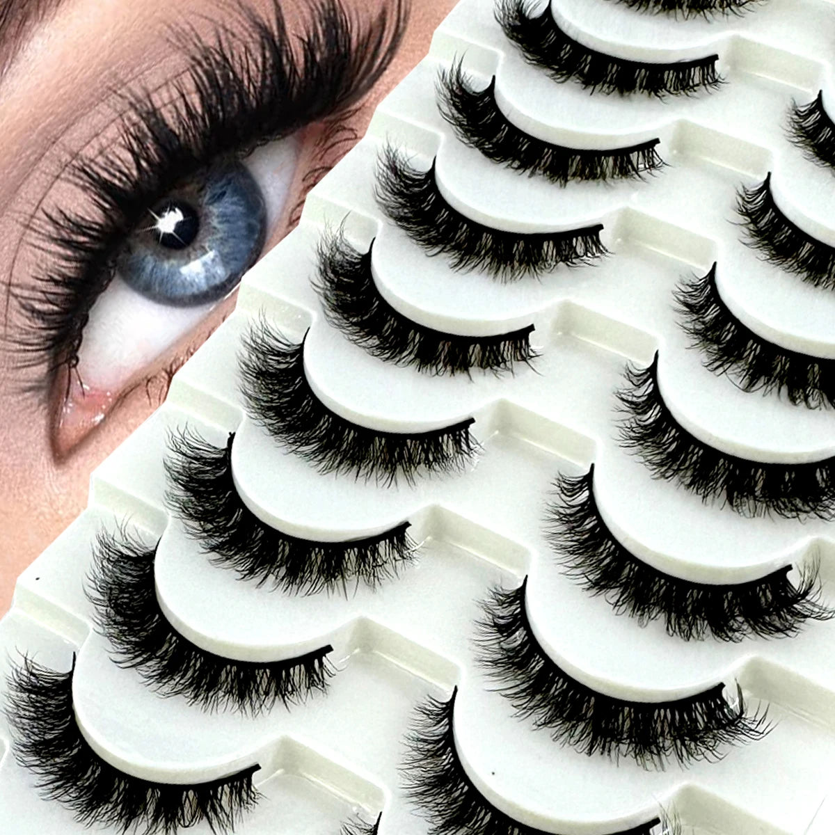 AMSDCN 8/10 Pairs Faux Mink False Eyelashes Natural Long Makeup 3d Mink Lashes Extension Eyelashes Short Mink Lashes for Beaut