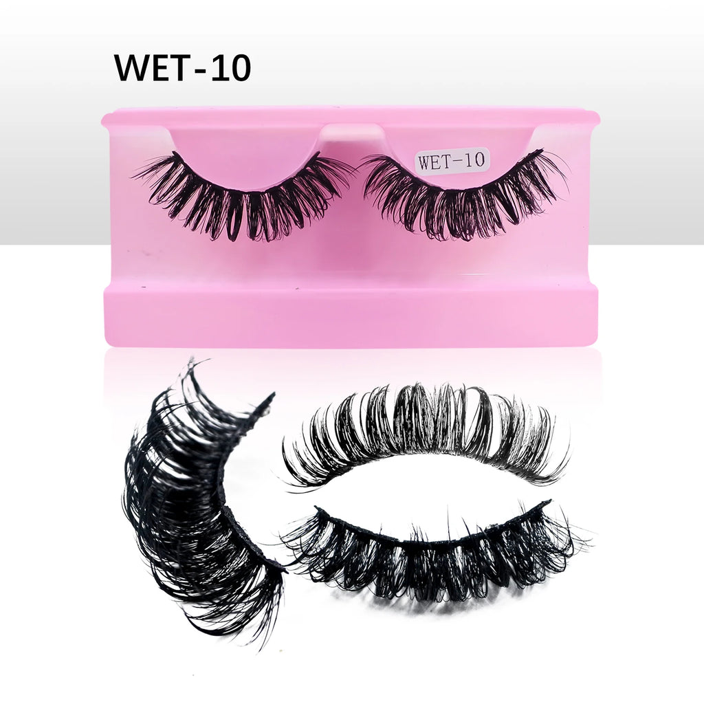 Wet Lash Spikes New Volume Fluffy Full Strip Lashes Makeup Accessories Faux Mink Eye Lashes Vendor C/D Curl False Eyelashes