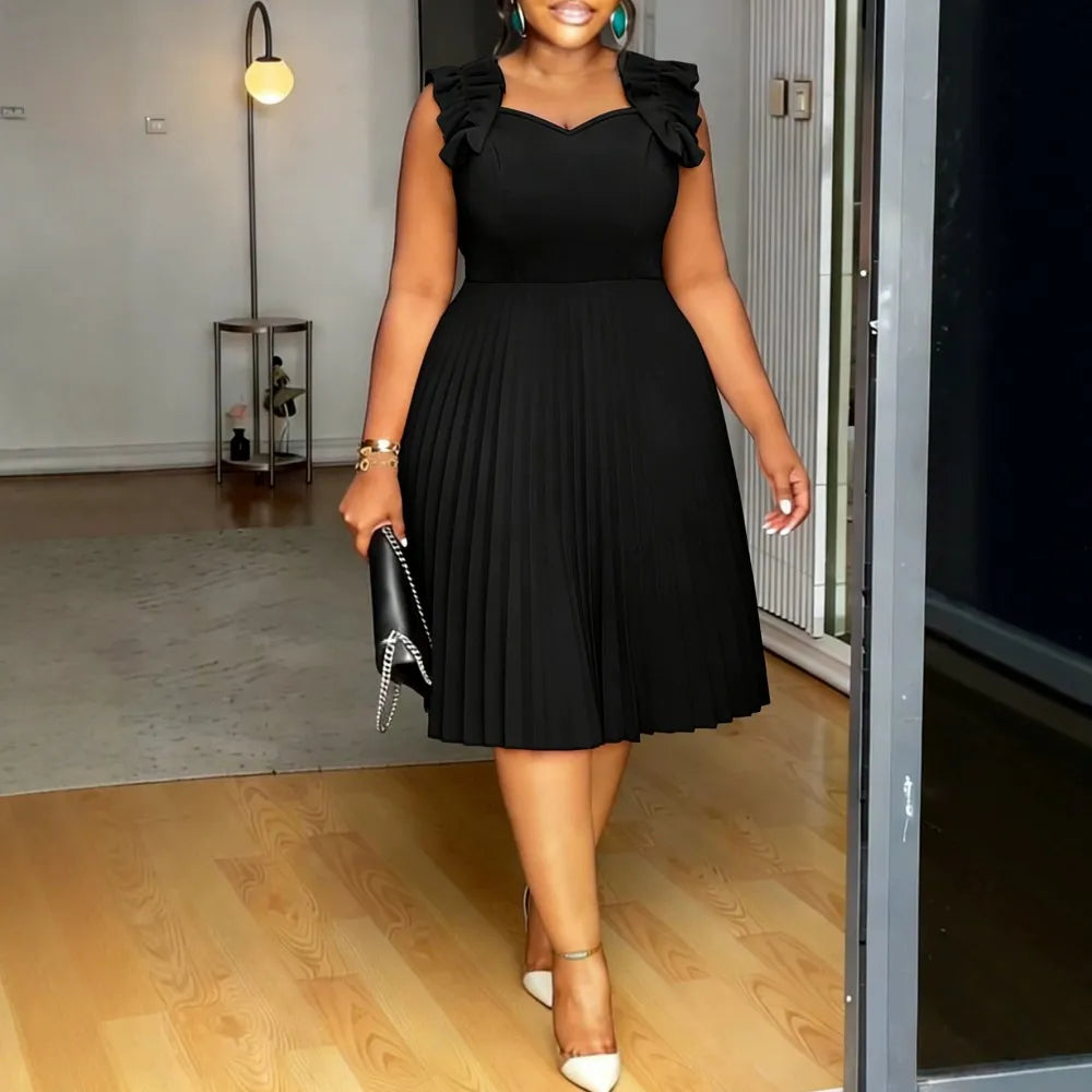 L-4XL Plus Size Clothes Dresses Women Robes Summer Sleeveless Street Style Casual 3XL 4XL Big Size Midi Dress Oversized