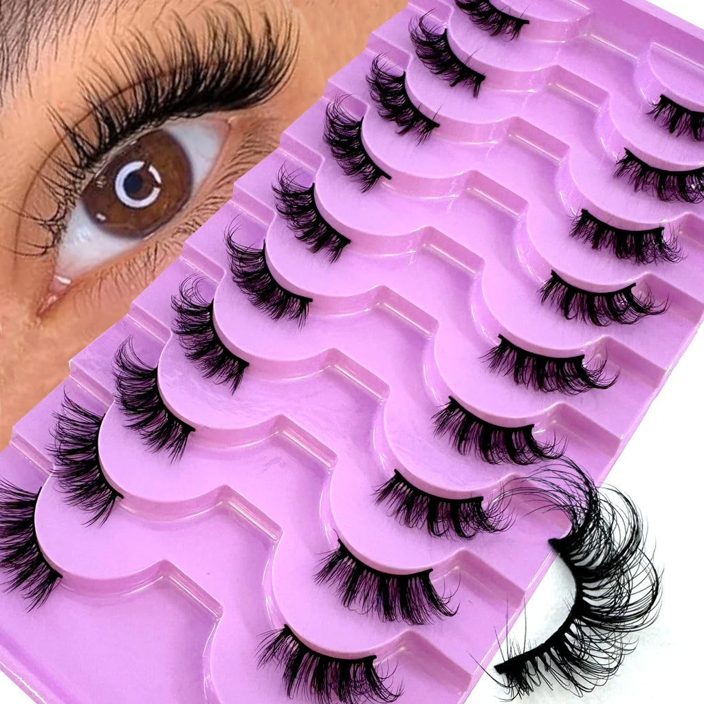 AMSDCN 8/10 Pairs Faux Mink False Eyelashes Natural Long Makeup 3d Mink Lashes Extension Eyelashes Short Mink Lashes for Beaut