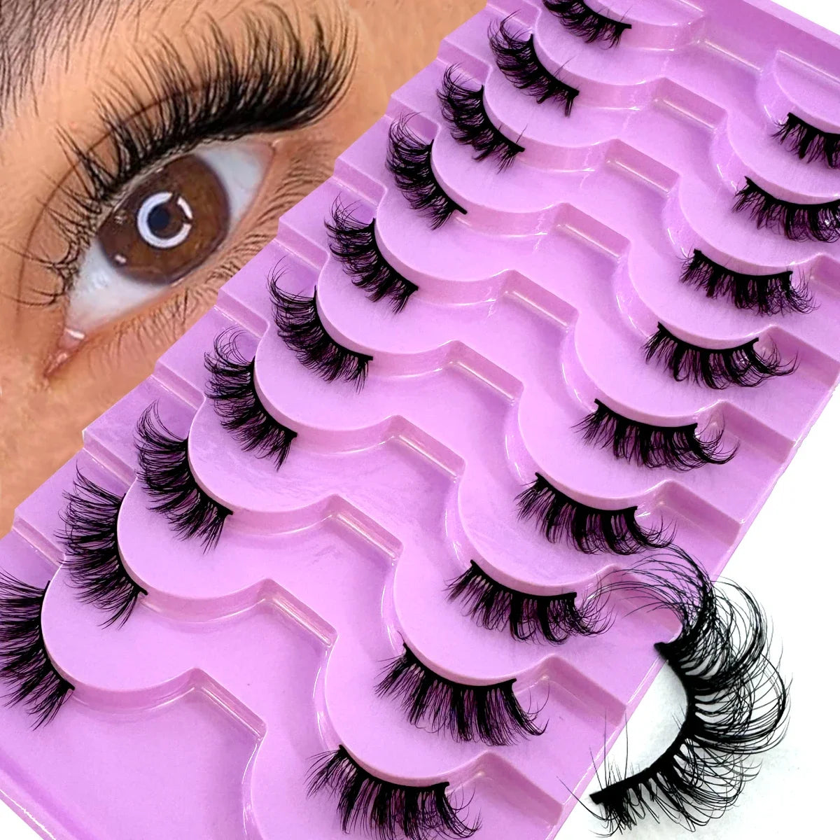 AMSDCN 8/10 Pairs Faux Mink False Eyelashes Natural Long Makeup 3d Mink Lashes Extension Eyelashes Short Mink Lashes for Beaut