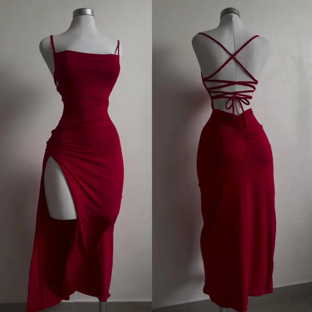Nuevo vestido explosivo 2024 de verano con tirantes de alta sensibilidad, estilo "Spice Girl", vestido de cadera con escote halter.