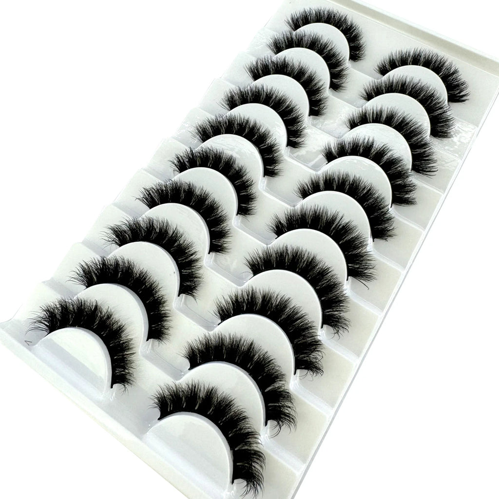 AMSDCN 8/10 Pairs Faux Mink False Eyelashes Natural Long Makeup 3d Mink Lashes Extension Eyelashes Short Mink Lashes for Beaut