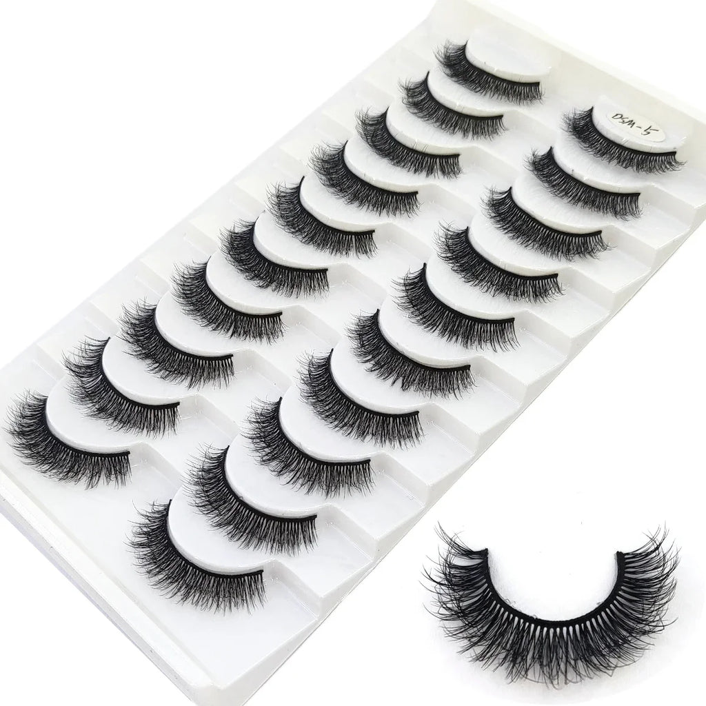 AMSDCN 8/10 Pairs Faux Mink False Eyelashes Natural Long Makeup 3d Mink Lashes Extension Eyelashes Short Mink Lashes for Beaut