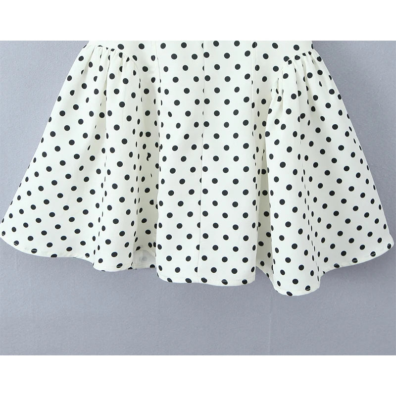 YENKYE Vestido retro de lunares estilo francés con cuello halter en V profundo para mujer, sexy sin espalda, corte A, ajustado, dulce, elegante, minivestidos de verano