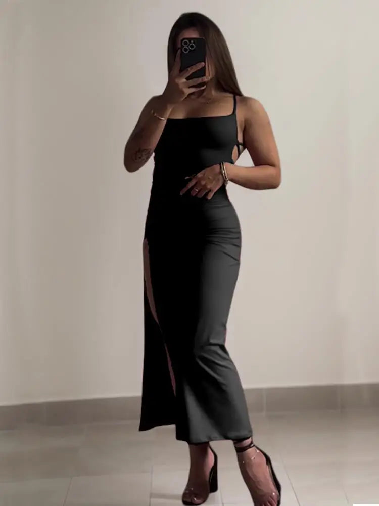 Nuevo vestido explosivo 2024 de verano con tirantes de alta sensibilidad, estilo "Spice Girl", vestido de cadera con escote halter.