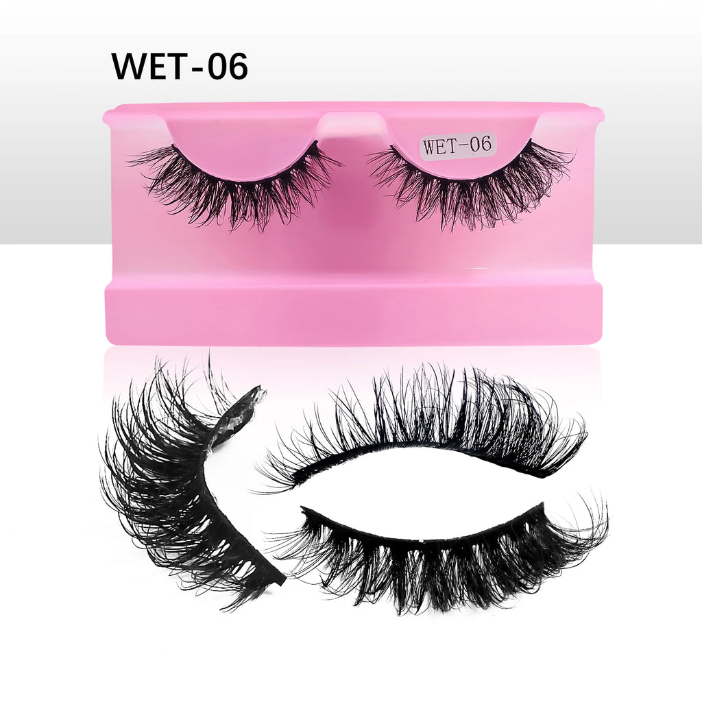 Wet Lash Spikes New Volume Fluffy Full Strip Lashes Makeup Accessories Faux Mink Eye Lashes Vendor C/D Curl False Eyelashes