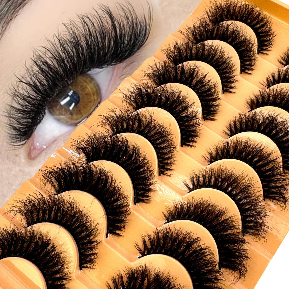 AMSDCN 8/10 Pairs Faux Mink False Eyelashes Natural Long Makeup 3d Mink Lashes Extension Eyelashes Short Mink Lashes for Beaut