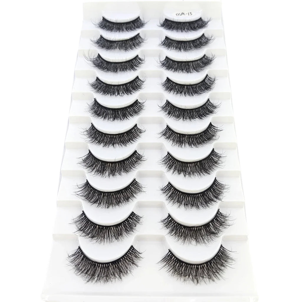 AMSDCN 8/10 Pairs Faux Mink False Eyelashes Natural Long Makeup 3d Mink Lashes Extension Eyelashes Short Mink Lashes for Beaut