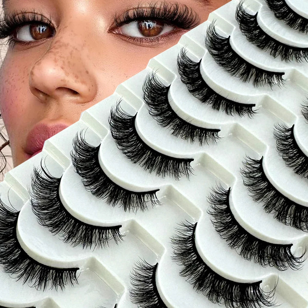 AMSDCN 8/10 Pairs Faux Mink False Eyelashes Natural Long Makeup 3d Mink Lashes Extension Eyelashes Short Mink Lashes for Beaut