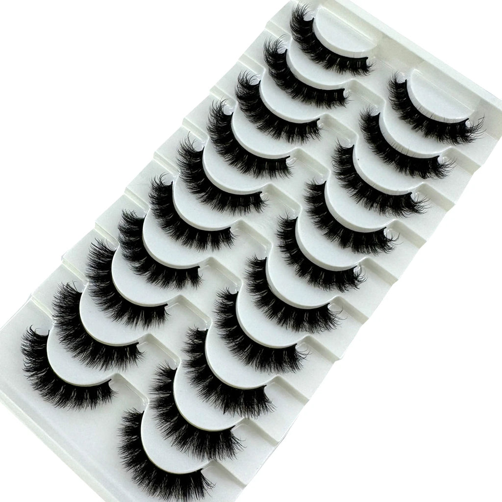 AMSDCN 8/10 Pairs Faux Mink False Eyelashes Natural Long Makeup 3d Mink Lashes Extension Eyelashes Short Mink Lashes for Beaut