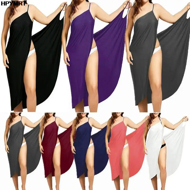2022 5XL Vestido Halter de Verano para Mujer Color Sólido Tirantes Sexys Cruzados Sin Mangas Ropa de Playa Falda Ropa Femenina Blusas