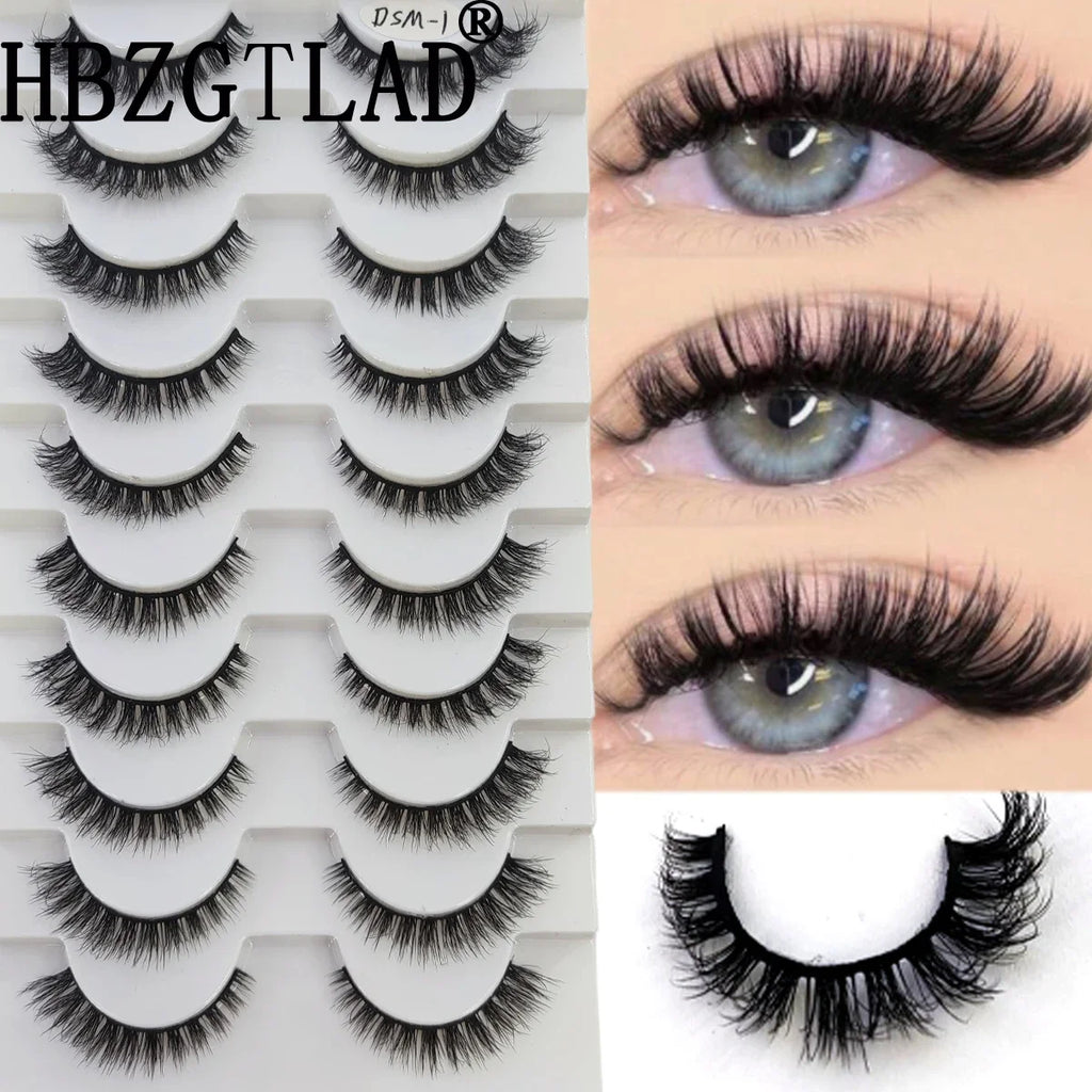 AMSDCN 8/10 Pairs Faux Mink False Eyelashes Natural Long Makeup 3d Mink Lashes Extension Eyelashes Short Mink Lashes for Beaut