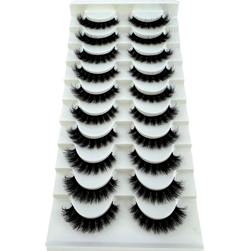 AMSDCN 8/10 Pairs Faux Mink False Eyelashes Natural Long Makeup 3d Mink Lashes Extension Eyelashes Short Mink Lashes for Beaut