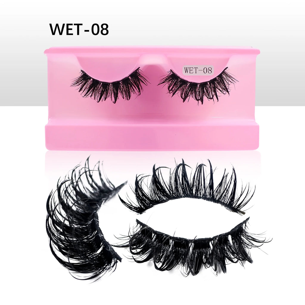 Wet Lash Spikes New Volume Fluffy Full Strip Lashes Makeup Accessories Faux Mink Eye Lashes Vendor C/D Curl False Eyelashes