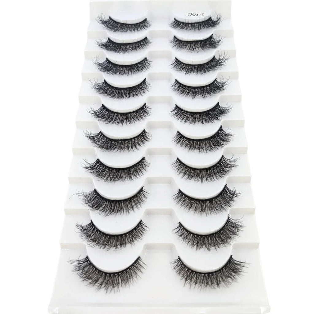 AMSDCN 8/10 Pairs Faux Mink False Eyelashes Natural Long Makeup 3d Mink Lashes Extension Eyelashes Short Mink Lashes for Beaut