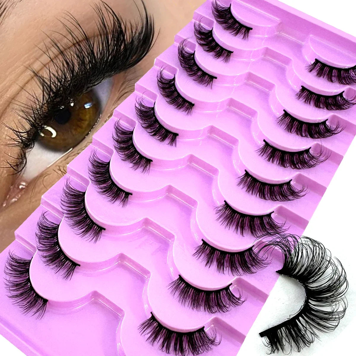 AMSDCN 8/10 Pairs Faux Mink False Eyelashes Natural Long Makeup 3d Mink Lashes Extension Eyelashes Short Mink Lashes for Beaut