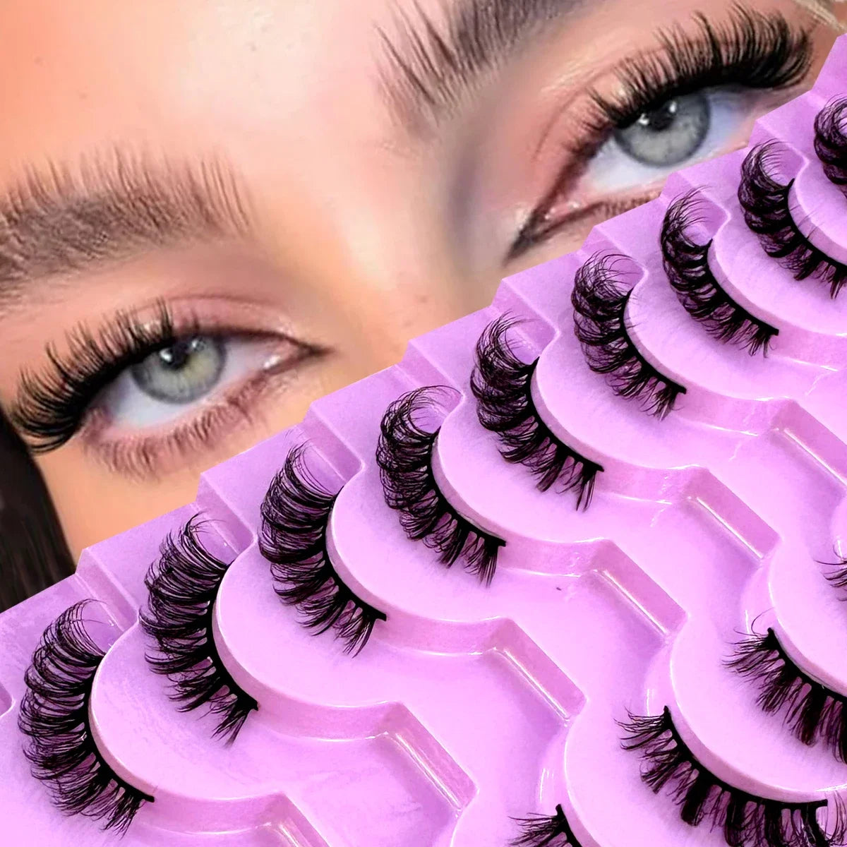 AMSDCN 8/10 Pairs Faux Mink False Eyelashes Natural Long Makeup 3d Mink Lashes Extension Eyelashes Short Mink Lashes for Beaut