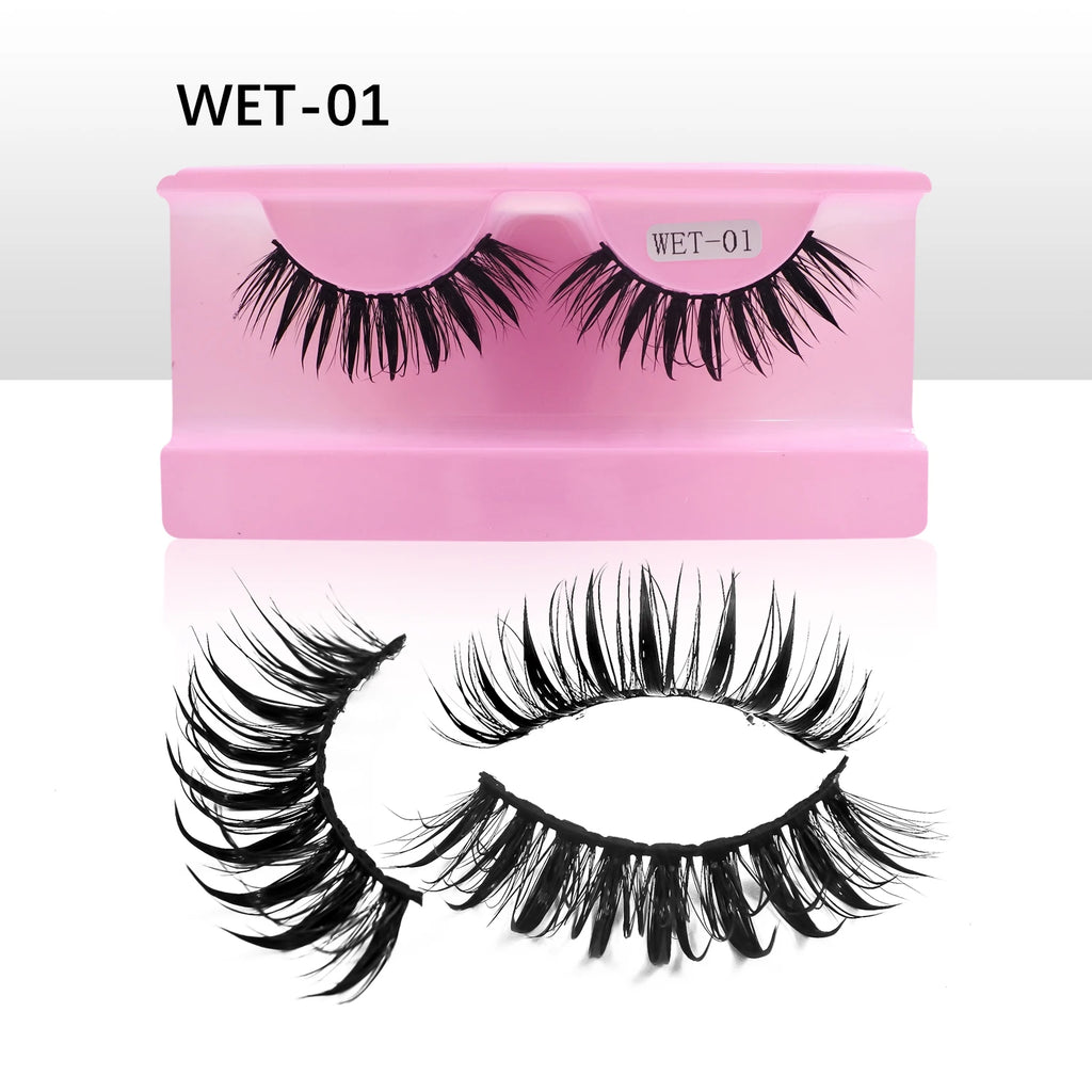 Wet Lash Spikes New Volume Fluffy Full Strip Lashes Makeup Accessories Faux Mink Eye Lashes Vendor C/D Curl False Eyelashes