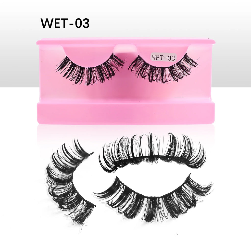 Wet Lash Spikes New Volume Fluffy Full Strip Lashes Makeup Accessories Faux Mink Eye Lashes Vendor C/D Curl False Eyelashes