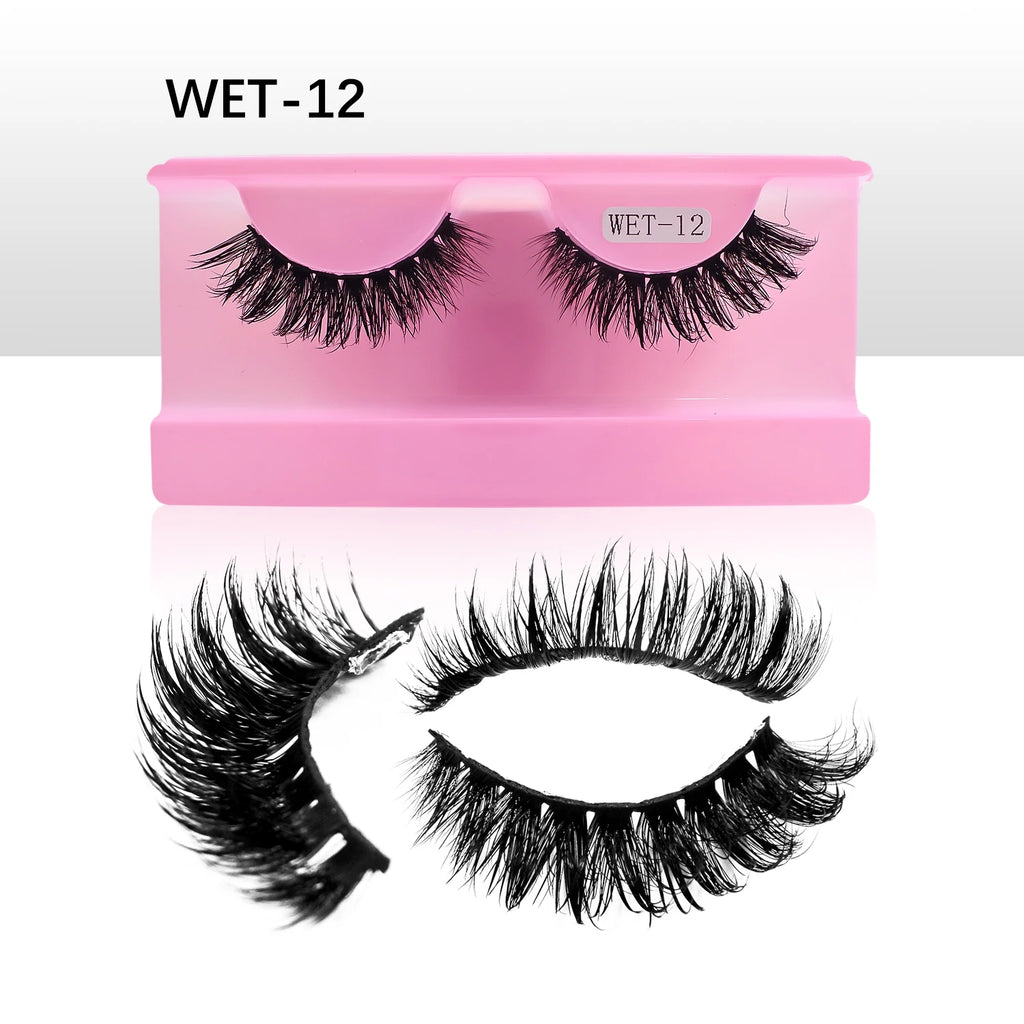 Wet Lash Spikes New Volume Fluffy Full Strip Lashes Makeup Accessories Faux Mink Eye Lashes Vendor C/D Curl False Eyelashes