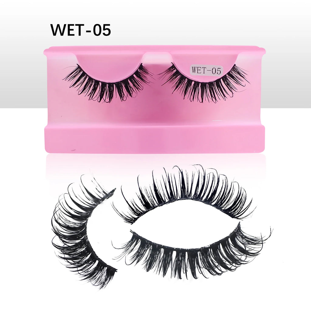 Wet Lash Spikes New Volume Fluffy Full Strip Lashes Makeup Accessories Faux Mink Eye Lashes Vendor C/D Curl False Eyelashes