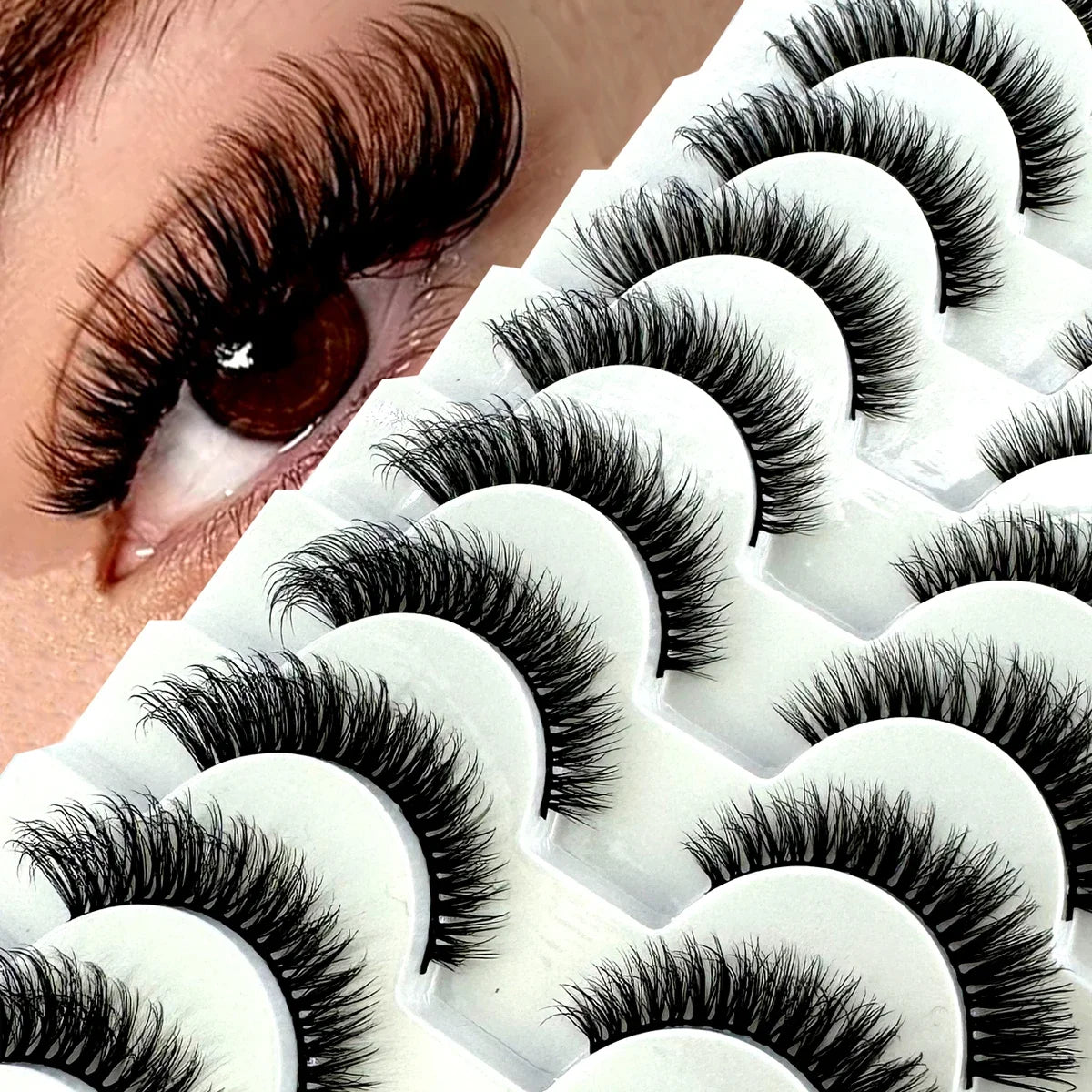 AMSDCN 8/10 Pairs Faux Mink False Eyelashes Natural Long Makeup 3d Mink Lashes Extension Eyelashes Short Mink Lashes for Beaut