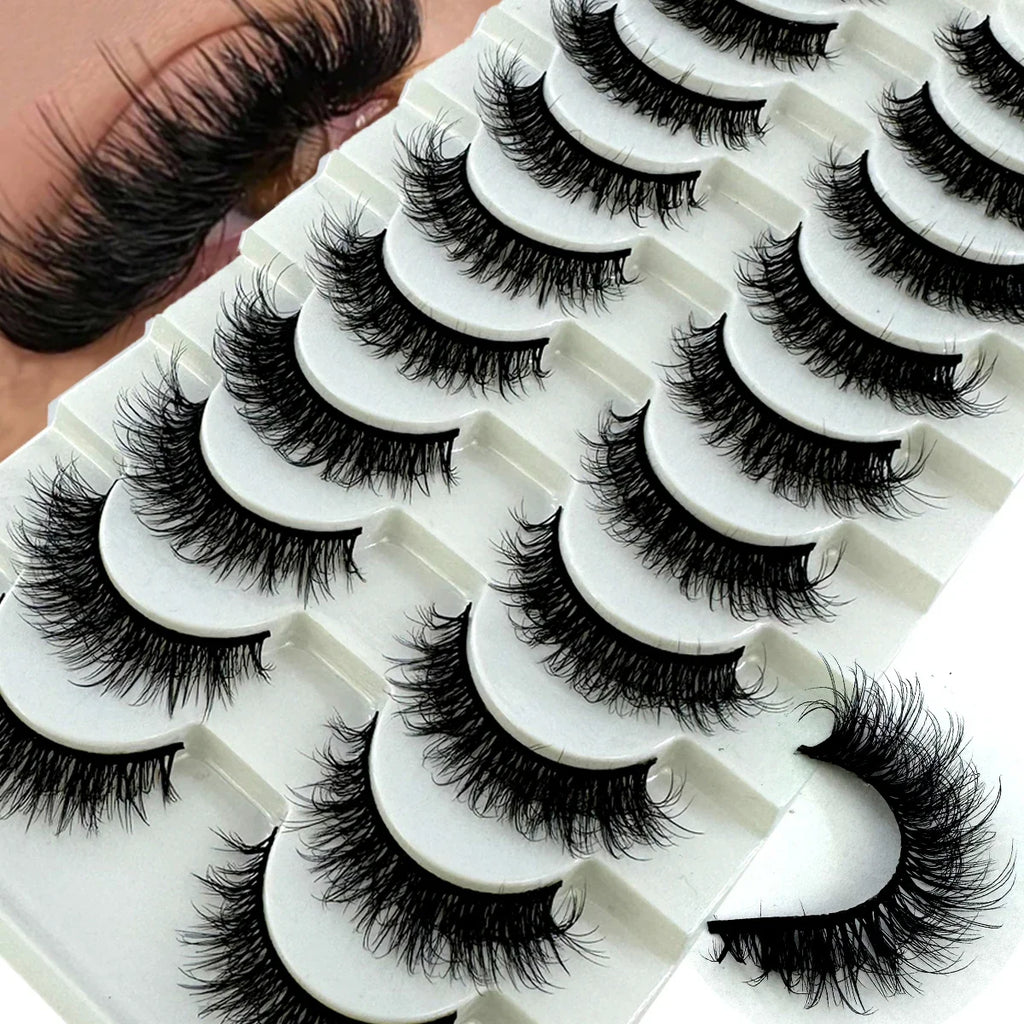 AMSDCN 8/10 Pairs Faux Mink False Eyelashes Natural Long Makeup 3d Mink Lashes Extension Eyelashes Short Mink Lashes for Beaut