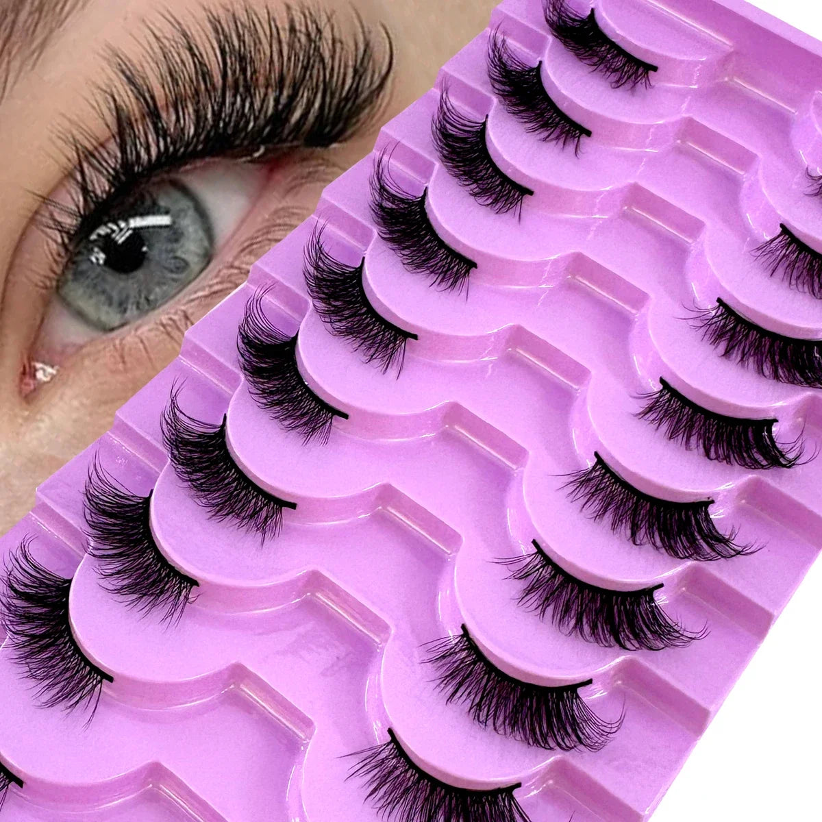 AMSDCN 8/10 Pairs Faux Mink False Eyelashes Natural Long Makeup 3d Mink Lashes Extension Eyelashes Short Mink Lashes for Beaut