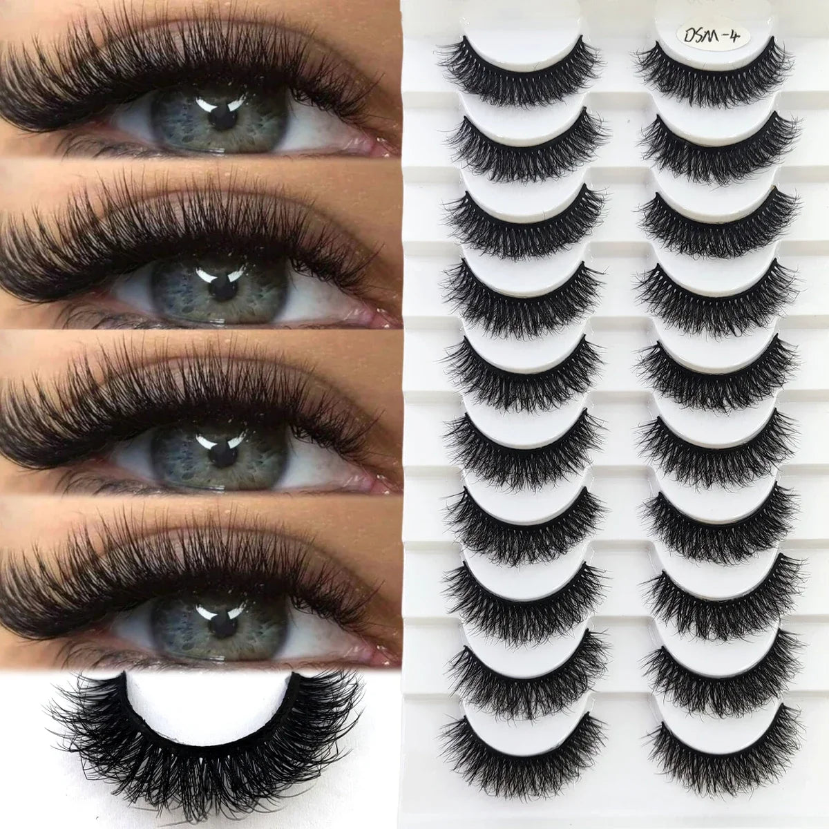 AMSDCN 8/10 Pairs Faux Mink False Eyelashes Natural Long Makeup 3d Mink Lashes Extension Eyelashes Short Mink Lashes for Beaut