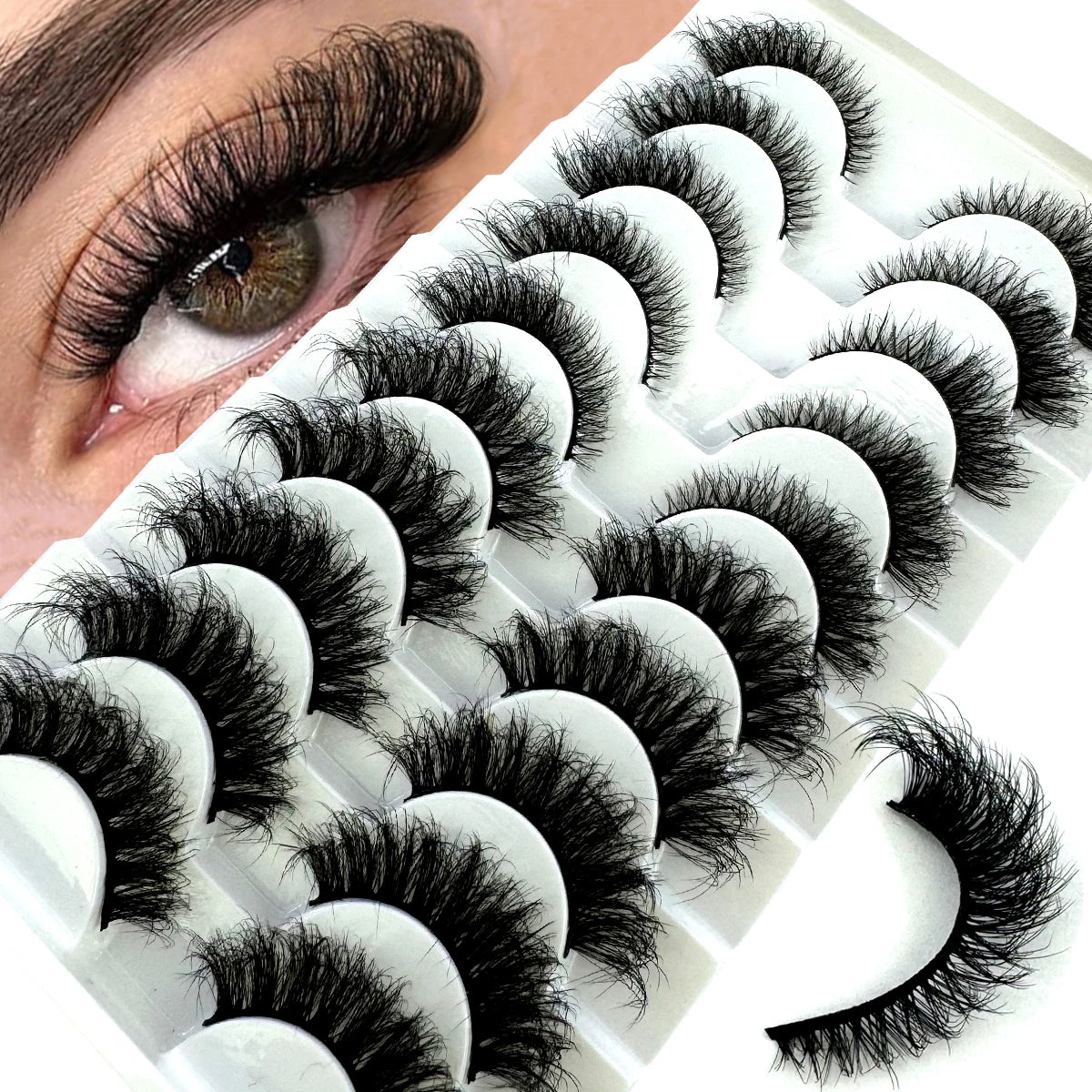 AMSDCN 8/10 Pairs Faux Mink False Eyelashes Natural Long Makeup 3d Mink Lashes Extension Eyelashes Short Mink Lashes for Beaut