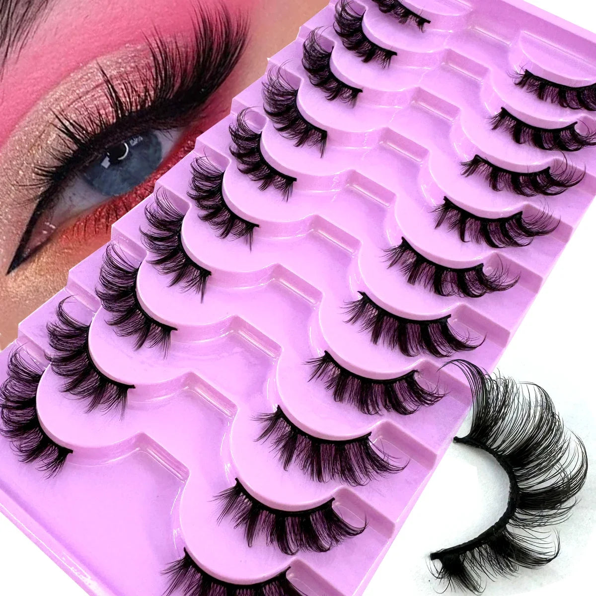 AMSDCN 8/10 Pairs Faux Mink False Eyelashes Natural Long Makeup 3d Mink Lashes Extension Eyelashes Short Mink Lashes for Beaut