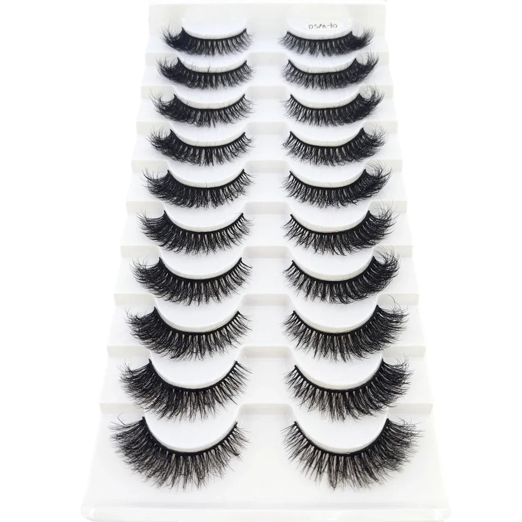 AMSDCN 8/10 Pairs Faux Mink False Eyelashes Natural Long Makeup 3d Mink Lashes Extension Eyelashes Short Mink Lashes for Beaut