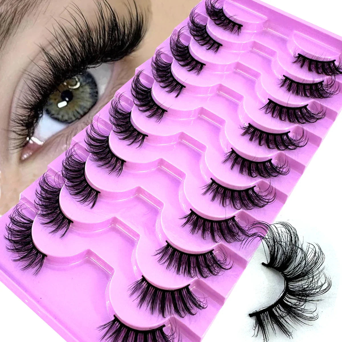 AMSDCN 8/10 Pairs Faux Mink False Eyelashes Natural Long Makeup 3d Mink Lashes Extension Eyelashes Short Mink Lashes for Beaut