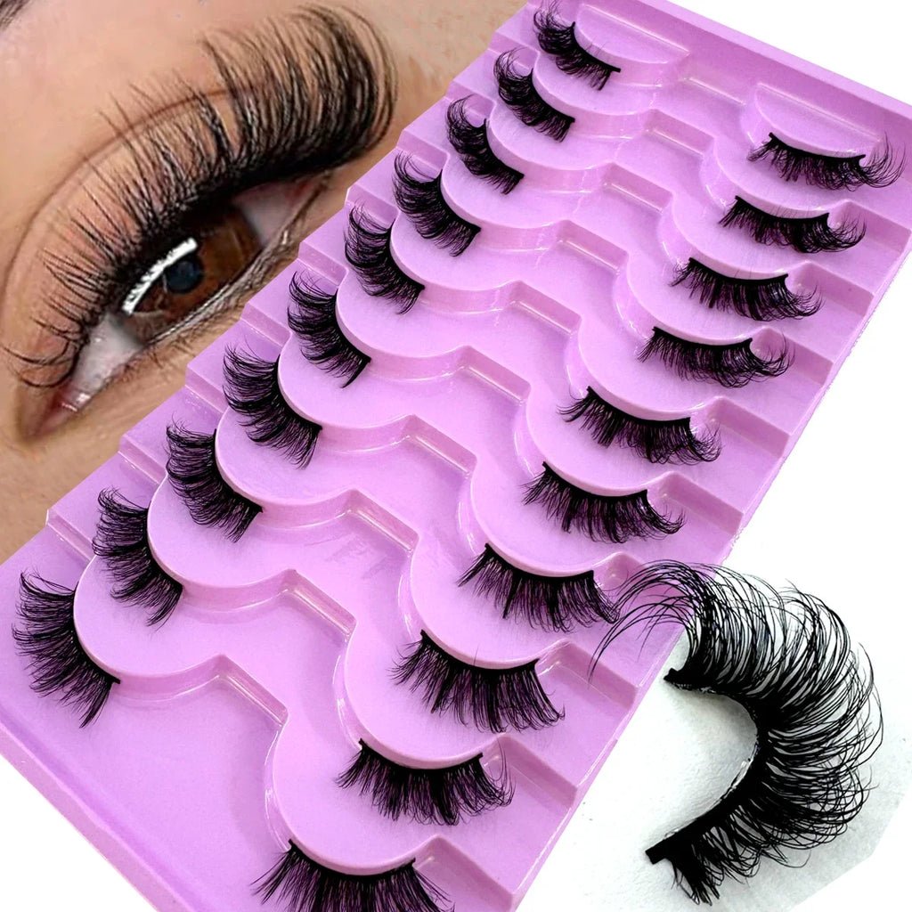 AMSDCN 8/10 Pairs Faux Mink False Eyelashes Natural Long Makeup 3d Mink Lashes Extension Eyelashes Short Mink Lashes for Beaut
