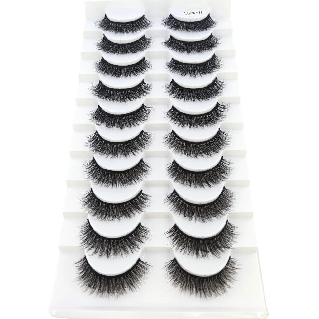 AMSDCN 8/10 Pairs Faux Mink False Eyelashes Natural Long Makeup 3d Mink Lashes Extension Eyelashes Short Mink Lashes for Beaut