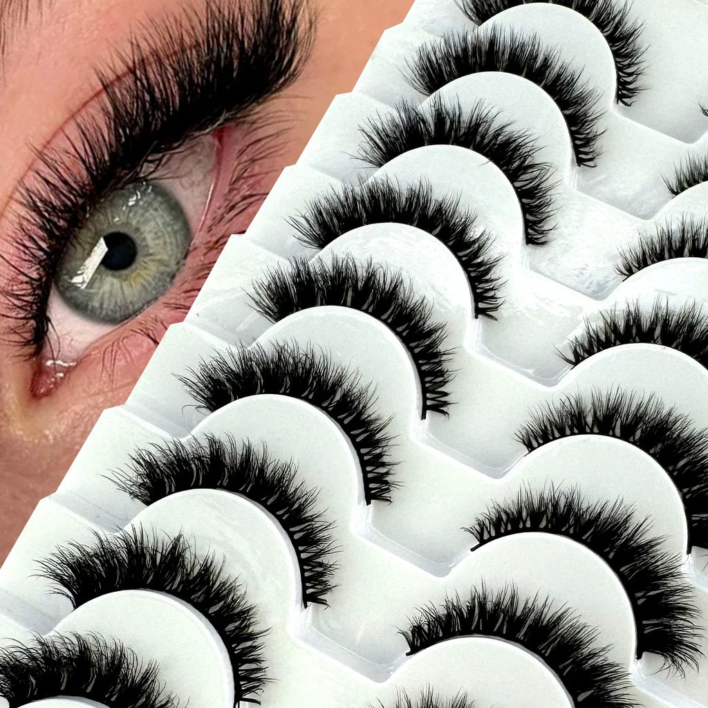 AMSDCN 8/10 Pairs Faux Mink False Eyelashes Natural Long Makeup 3d Mink Lashes Extension Eyelashes Short Mink Lashes for Beaut