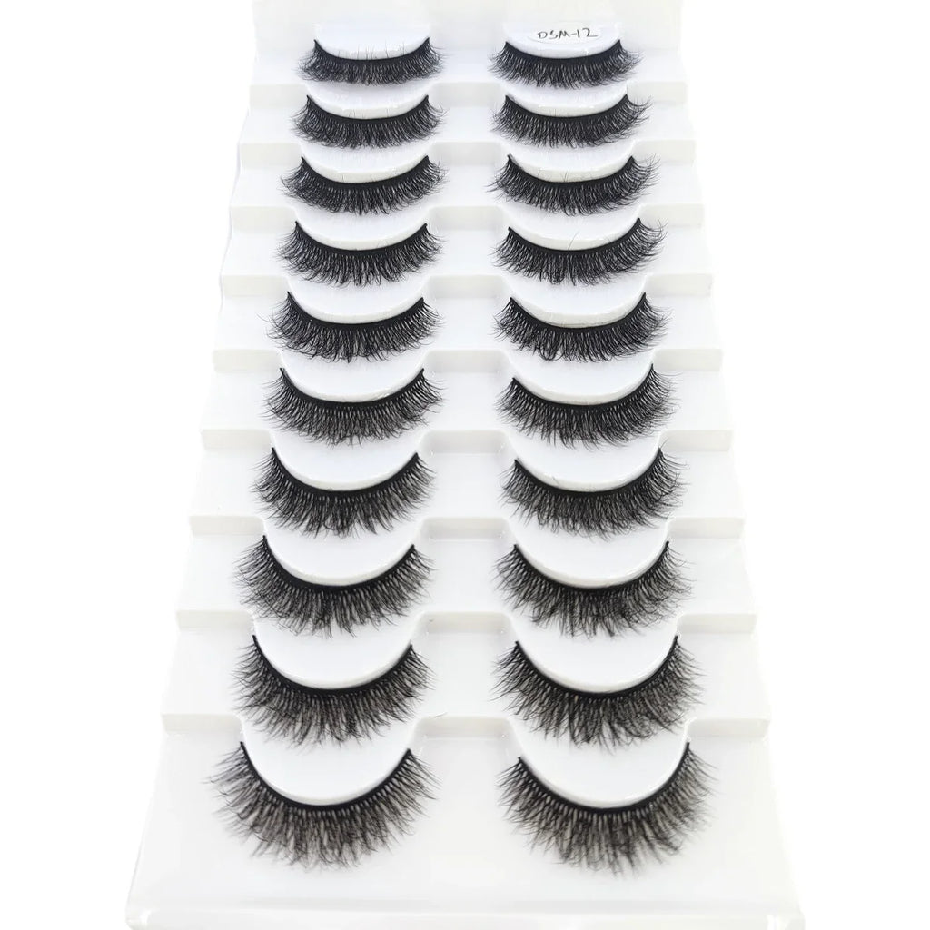 AMSDCN 8/10 Pairs Faux Mink False Eyelashes Natural Long Makeup 3d Mink Lashes Extension Eyelashes Short Mink Lashes for Beaut
