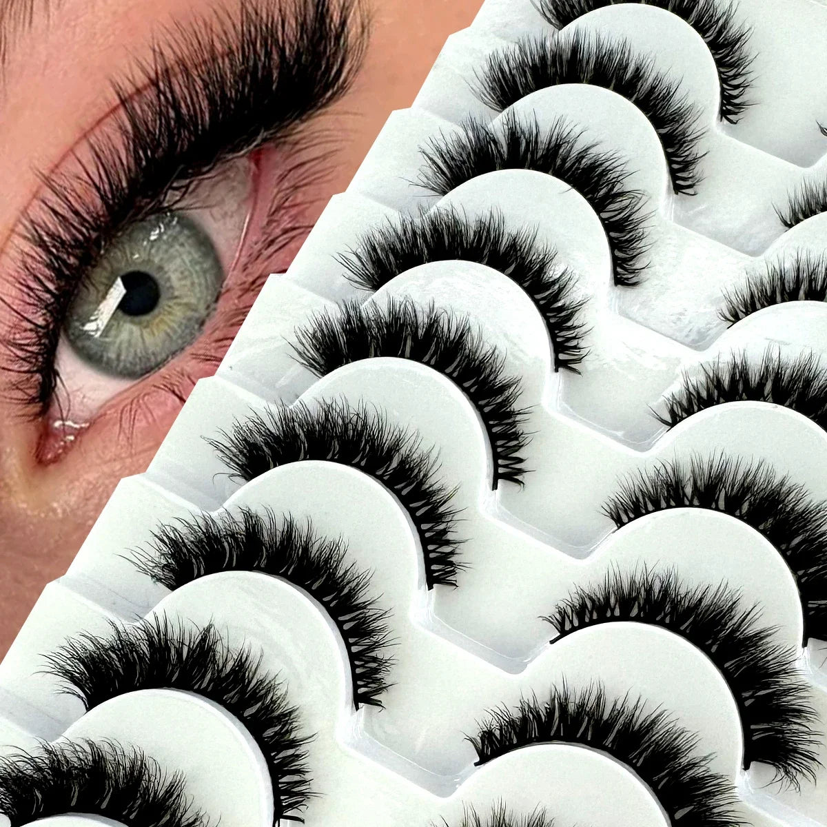 AMSDCN 8/10 Pairs Faux Mink False Eyelashes Natural Long Makeup 3d Mink Lashes Extension Eyelashes Short Mink Lashes for Beaut