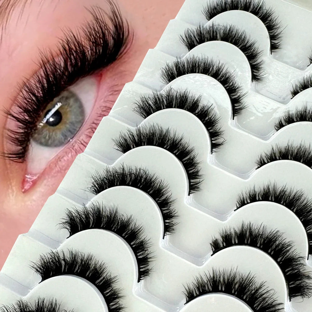 AMSDCN 8/10 Pairs Faux Mink False Eyelashes Natural Long Makeup 3d Mink Lashes Extension Eyelashes Short Mink Lashes for Beaut